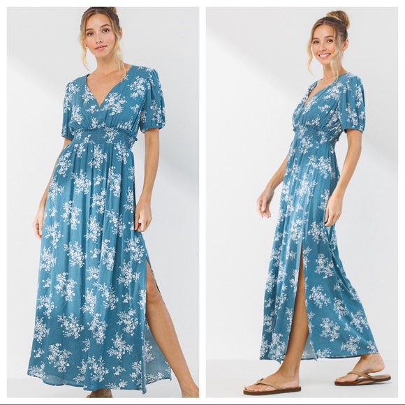 Beautiful Puff Sleeve Floral Maxi Dress - Picture 2 of 5